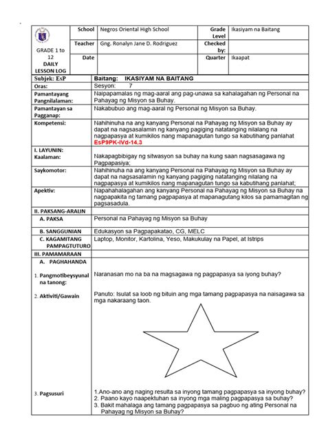 deped negor lesson plan